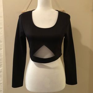 Black cropped long sleeve top